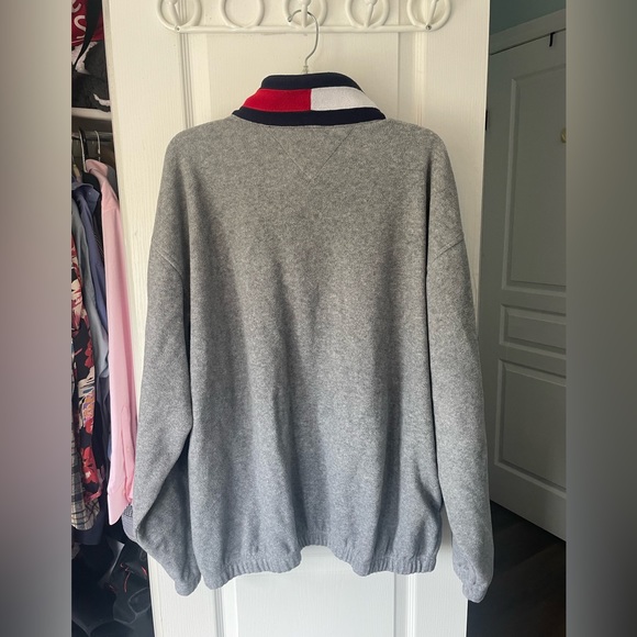 Vintage Grey Tommy Hilfiger Quarter (1/4) Zip Fleece Sweater - Picture 4 of 4
